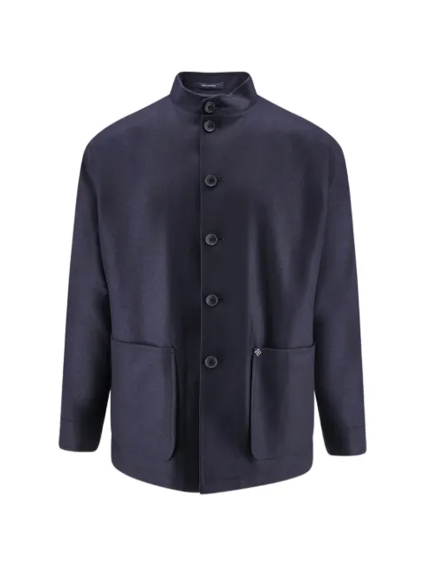Tagliatore mandarin-collar patch-pocket jacket Blue GKLEIN010021