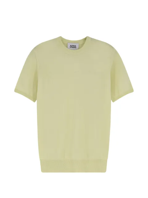 ALPHA STUDIO short-sleeve crew-neck sweater Green AU5040C1012