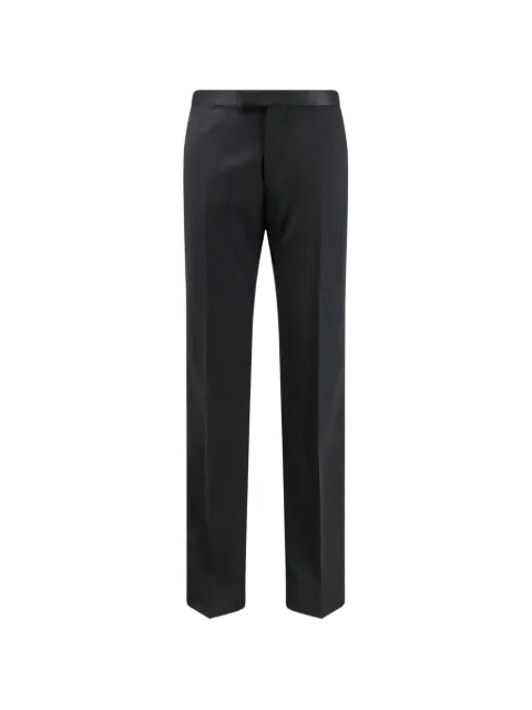 Tagliatore Tuxedo satin-waistband virgin wool tailored trousers Black SFBR18A01PANT0600