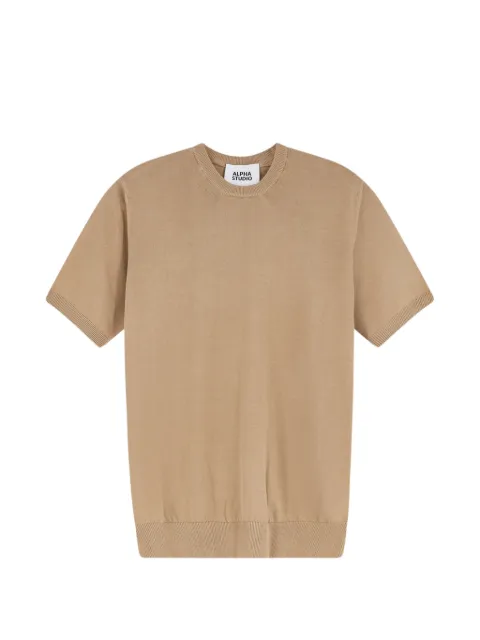 ALPHA STUDIO short-sleeve crew-neck sweater Neutrals AU5040C1014