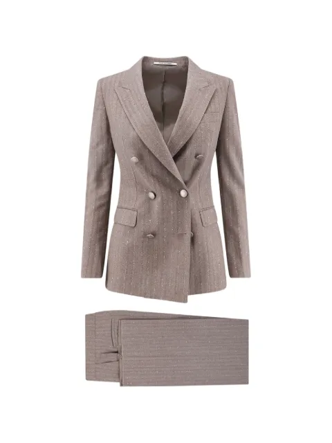 Tagliatore sequin-embellished pinstripe suit Brown TPARIGI10BAD080019