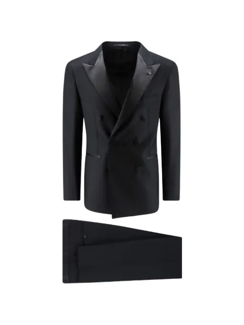 Tagliatore double-breasted wool tuxedo blazer Black SFBR10A01LIS070001
