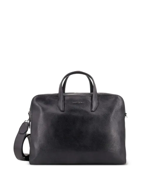 Orciani pebbled-leather laptop bag Black P00754
