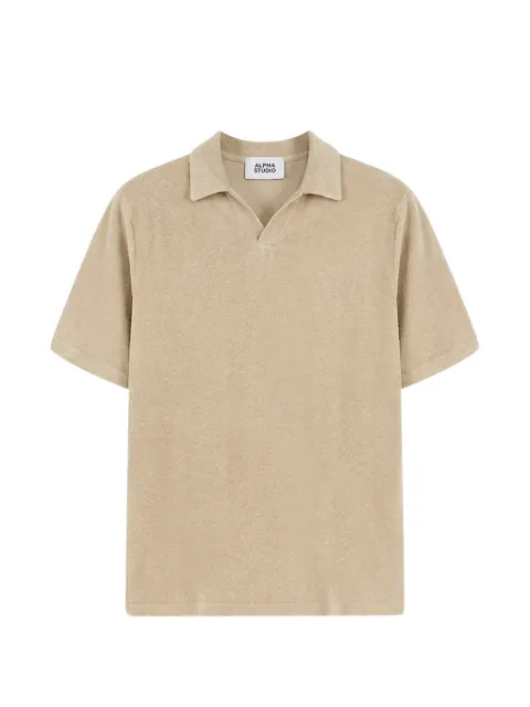 ALPHA STUDIO V-neck short-sleeved T-shirt Neutrals AU5093B1018