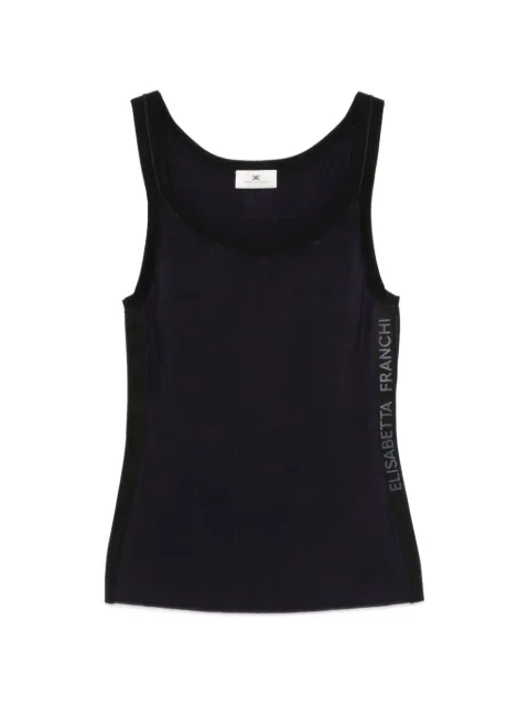 Elisabetta Franchi logo-print ribbed-knit tank top Blue TK87S66E2