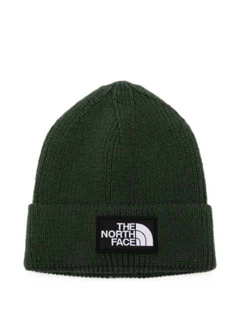 The North Face logo-patch ribbed-knit beanie hat Green NF0A8CHENLW