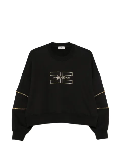 Elisabetta Franchi logo-print zip-detail sweatshirt Black MD05P66E2