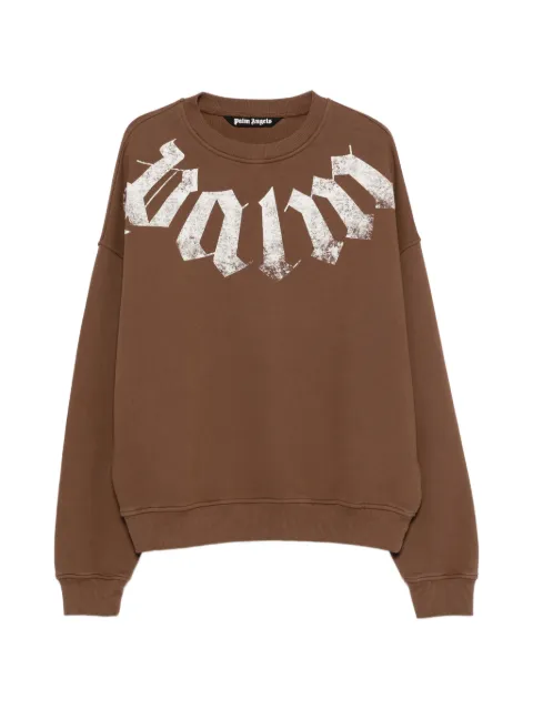 Palm Angels Big Neck Logo printed sweatshirt Brown PAMBA004FL0016003