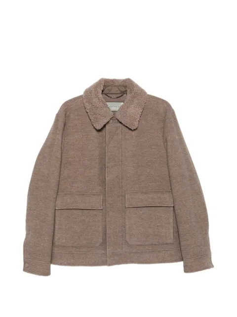 Canali shearling-collar patch-pocket jacket Neutrals SG03517O41108