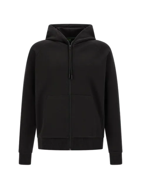 BOSS Saggy stretch-cotton zip-up hoodie with puff logo Blue 50565305