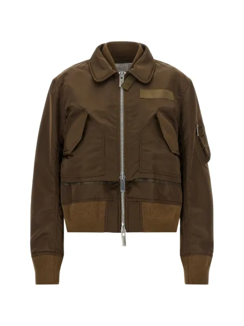 sacai layered zip-up jacket Brown 2608582