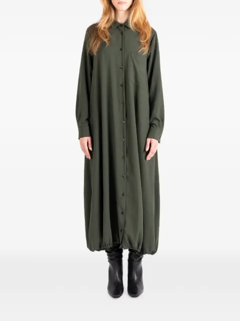 Société Anonyme le Panier long-sleeve bubble-hem maxi dress Green LEPANIERDSA18W99PYCN80