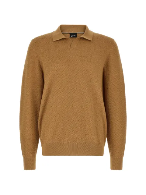 BOSS Lomarino diagonal-knit sweatshirt Neutrals 50565511