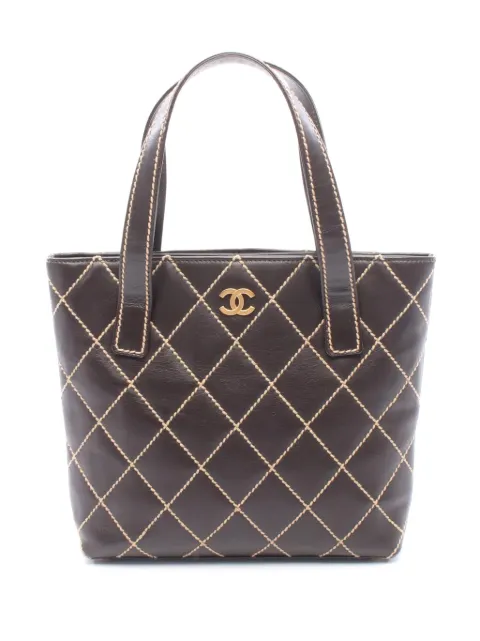 CHANEL Pre-Owned 2004-2005 CC Wild Stitch Calfskin tote bag Brown 0J55781W0X96XIU4