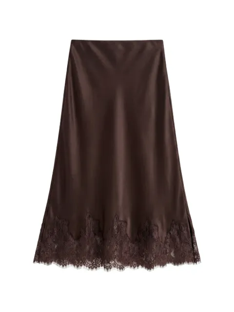Reformation Carolina lace-trim midi skirt Brown 1317132KBE