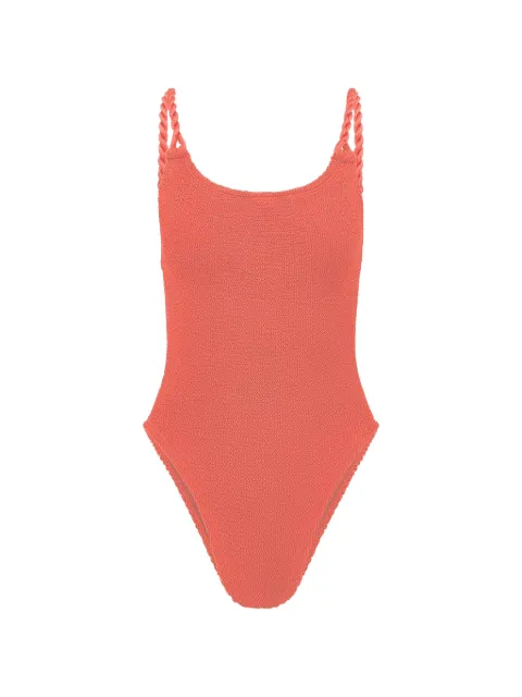 Hunza G Camille crinkle-effect swimsuit Orange HNZGCAMMETCOR