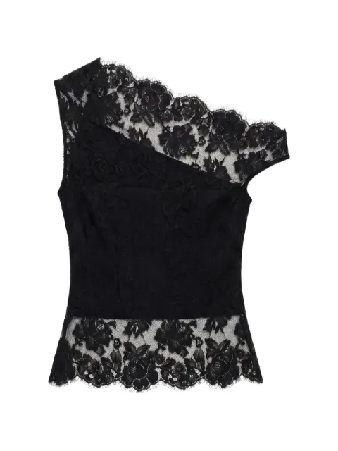Reformation Oriana one-shoulder lace top Black 1319935BLK