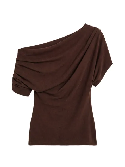Reformation Iris off-shoulder knitted top Brown 1318710OOL