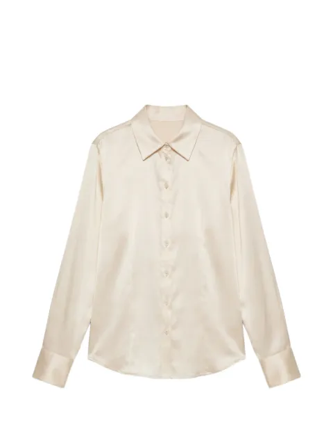 Reformation Raya fitted silk shirt Neutrals 1319179ALO