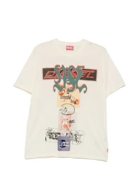 Diesel graphic-print stud-embellished T-shirt Neutrals A241280EFBS