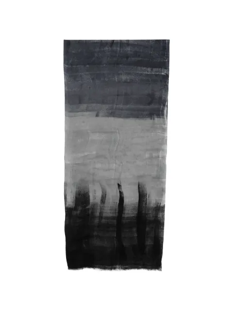 Avant Toi abstract-print frayed scarf Black 226WA1034ALEVL
