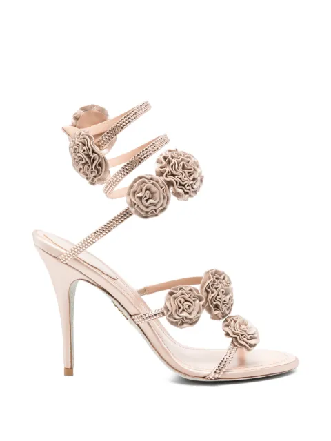 René Caovilla crystal-embellished floral-appliqué sandals Neutrals C12930100R001V233