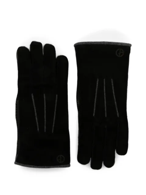 Giorgio Armani logo-print suede gloves Black GM004178AF29347