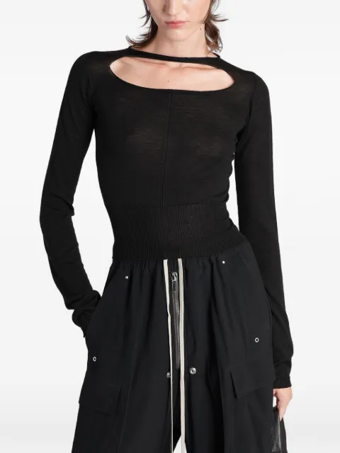 Rick Owens cut-out ribbed-trim top Black RP02F5617ML