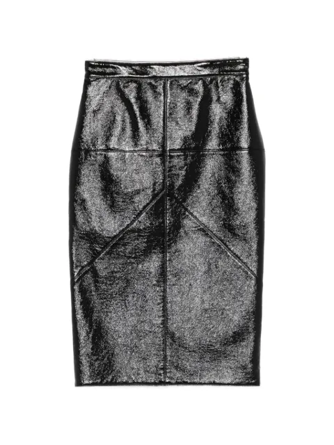 Lanvin crinkled-finish pencil midi skirt Black RWST02036378A26
