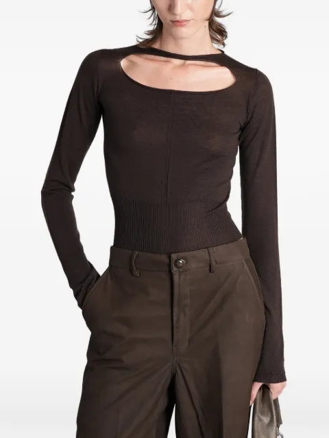 Rick Owens cut-out long-sleeve top Brown RP02F5617ML