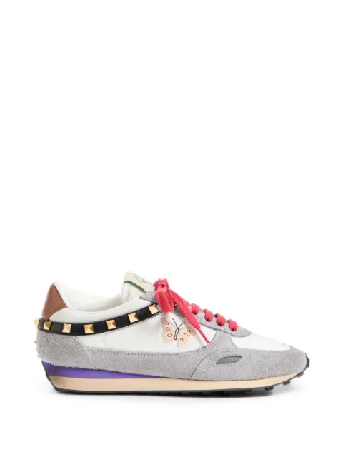 Valentino Garavani stud-up sneakers in split leather and nylon with butterfly embroidery White WS0QK8ENB