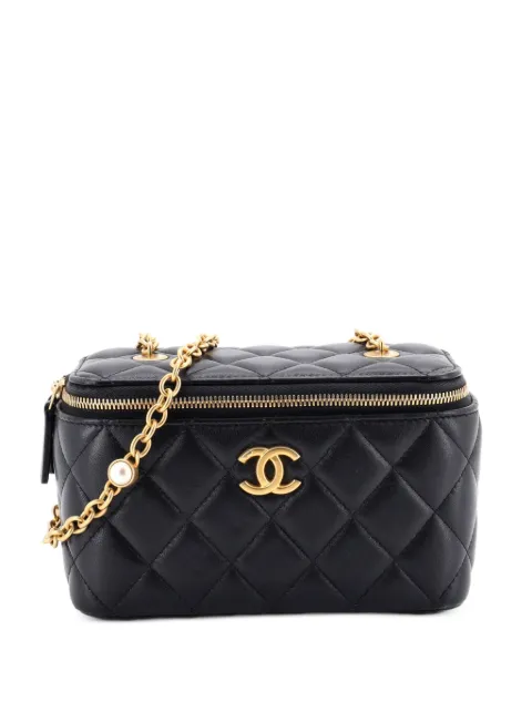 CHANEL Pre-Owned Classic Vanity Case with Resin Pearl Chain Quilted Lambskin Small clutch bag Black N7VTWRJ9MSFTGJ60