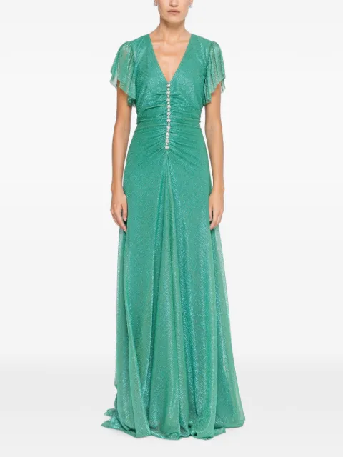 NISSA crystal-detail maxi dress Green RS16958GREEN