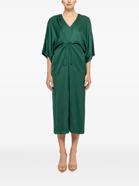 NISSA drawstring viscose midi dress Green RZ16991GREEN