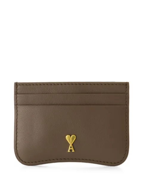 AMI Paris brown Paris Paris zipped cowhide leather card holder Brown USL706AL0208