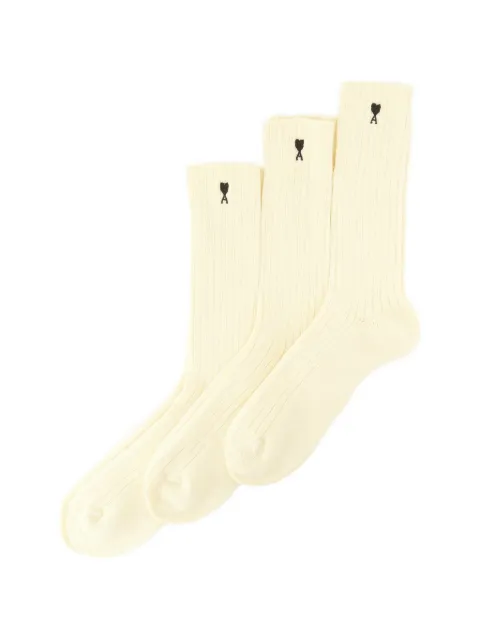 AMI Paris Ami de Coeur ribbed socks (set of three) Neutrals USC627AK0024