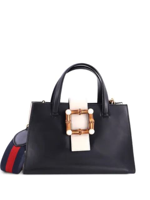 Gucci Pre-Owned Bamboo Buckle Tote Leather Small satchel Black C14AOH6KOD23SU79