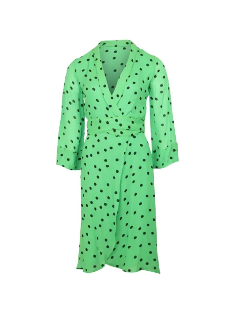 GANNI polka dot wrap dress Green NAPPUGBCL126446W