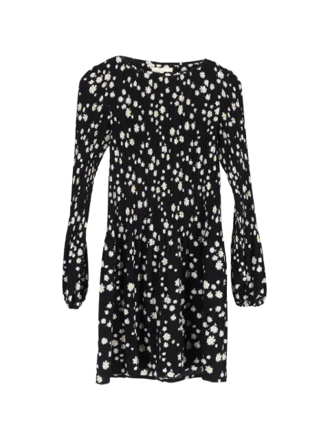 Maje Rockiz pleated daisy-print dress Black NAPPUGBCL444221W