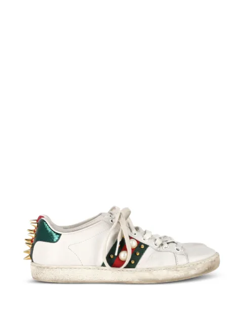 Gucci Pre-Owned New Ace faux pearl-embellished sneakers White NAPPUGBSH378529W