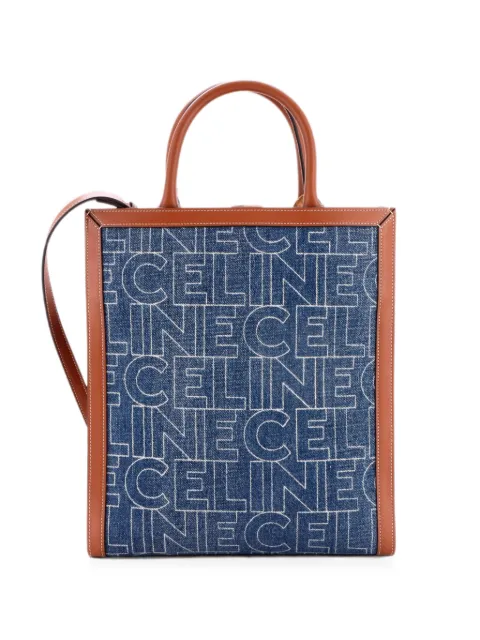 Celine Pre-Owned Vertical Cabas Triomphe Denim and Leather Small tote bag Blue 9JJFO0JDBZ1OGH49