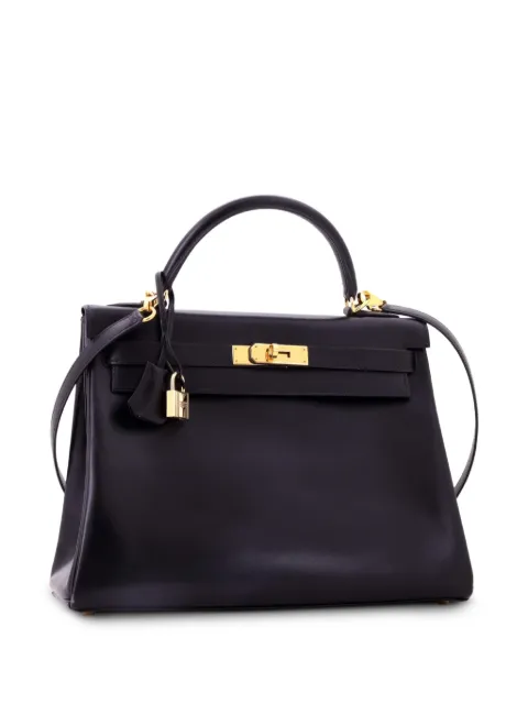 Hermès Pre-Owned Kelly Handbag Black Box Calf with Gold Hardware 32 satchel Black PVAALLAY5BVU4IJT