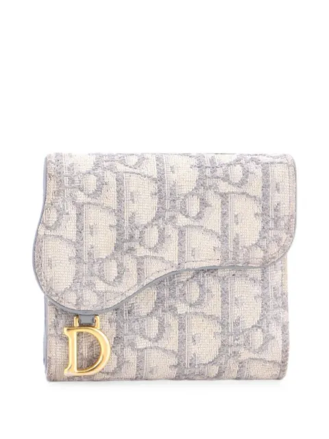 Christian Dior Pre-Owned Saddle Flap Wallet Oblique Canvas Mini small wallets Grey PHFZ67DBNJGCDX96