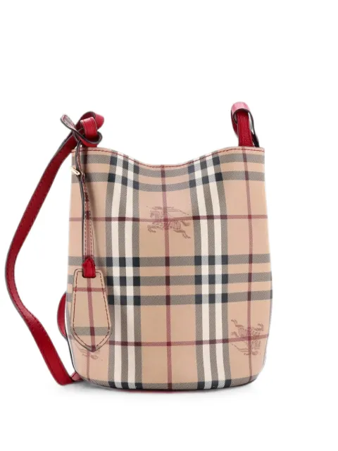 Burberry Pre-Owned Lorne Haymarket Coated Canvas Small bucket bag Red JEGPYBAPW1BDJINX
