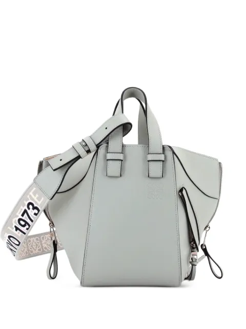 Loewe Pre-Owned Monochrome Hammock Bag Leather with Logo Jacquard Strap Compact crossbody bag Blue DZ8K7EF89TYAGJ7A
