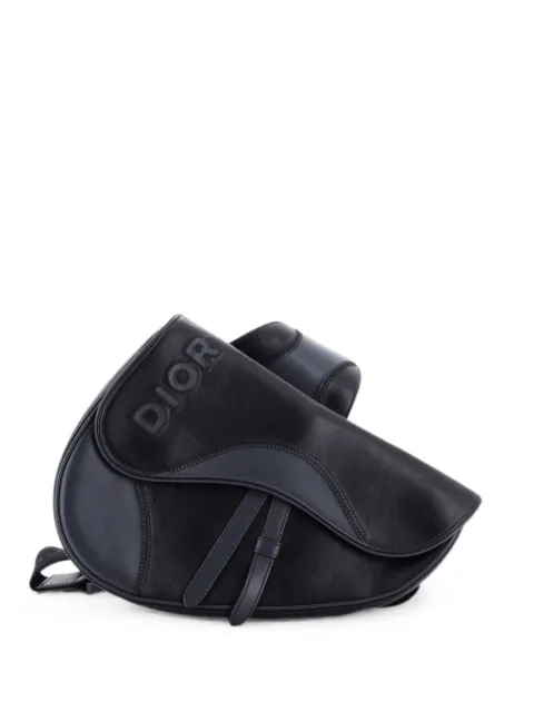 Christian Dior Pre-Owned Saddle Leather with Logo Applique crossbody bag Black D707IC1JE688ZIUM