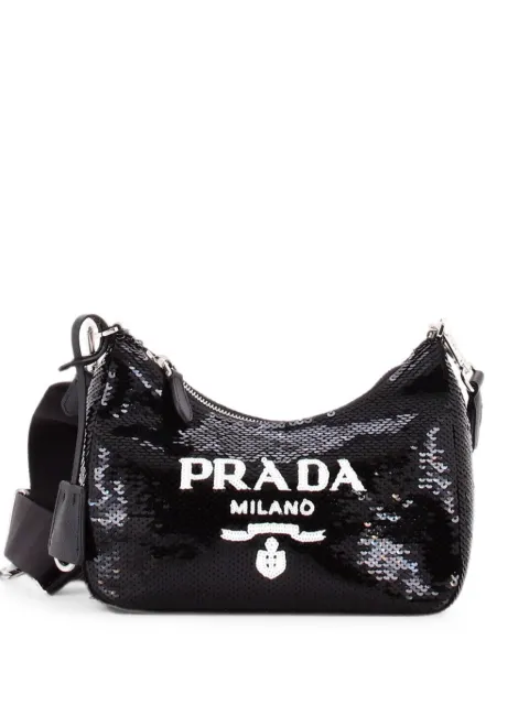 Prada Pre-Owned Re-Edition 2005 Shoulder Bag Crystal Embellished Satin Small crossbody bag Black YV2AFI8DEK98KR9S
