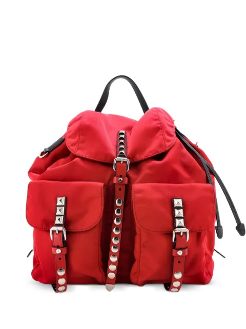 Prada Pre-Owned New Vela Tessuto with Studded Leather backpack Red WEZDUHSCMXP4HN2J