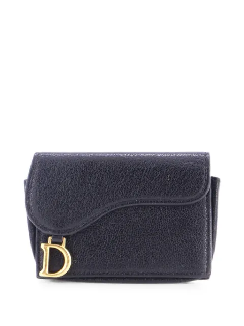 Christian Dior Pre-Owned Saddle Lotus Wallet Leather Mini small wallets Black 8I0XIYTFQBQ9YTIA