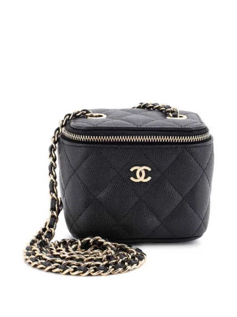 CHANEL Pre-Owned Classic Vanity Case with Chain Quilted Caviar Mini pouch Black UO09ZP04FG1MKU09